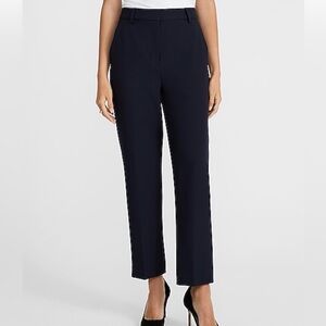 Express Navy Editor Super High Waist Straight-Leg Dress Pants